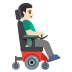 man in motorized wheelchair facing right, light skin tone